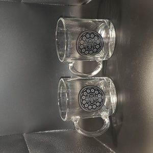 2- Oreo Nabisco Cookies Glass Coffee/Tea/ Hot Cocoa -8 oz Mug or Cup